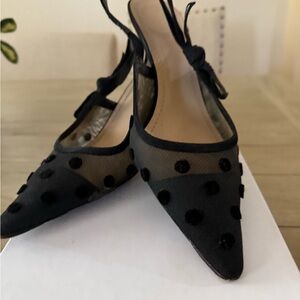 Dior Black Mesh Polka Dot Heels